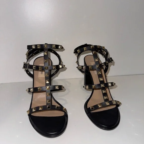 Valentino Black Heels ROCKSTUD ANKLE STRAP SANDAL 90 MM - Picture 8 of 11